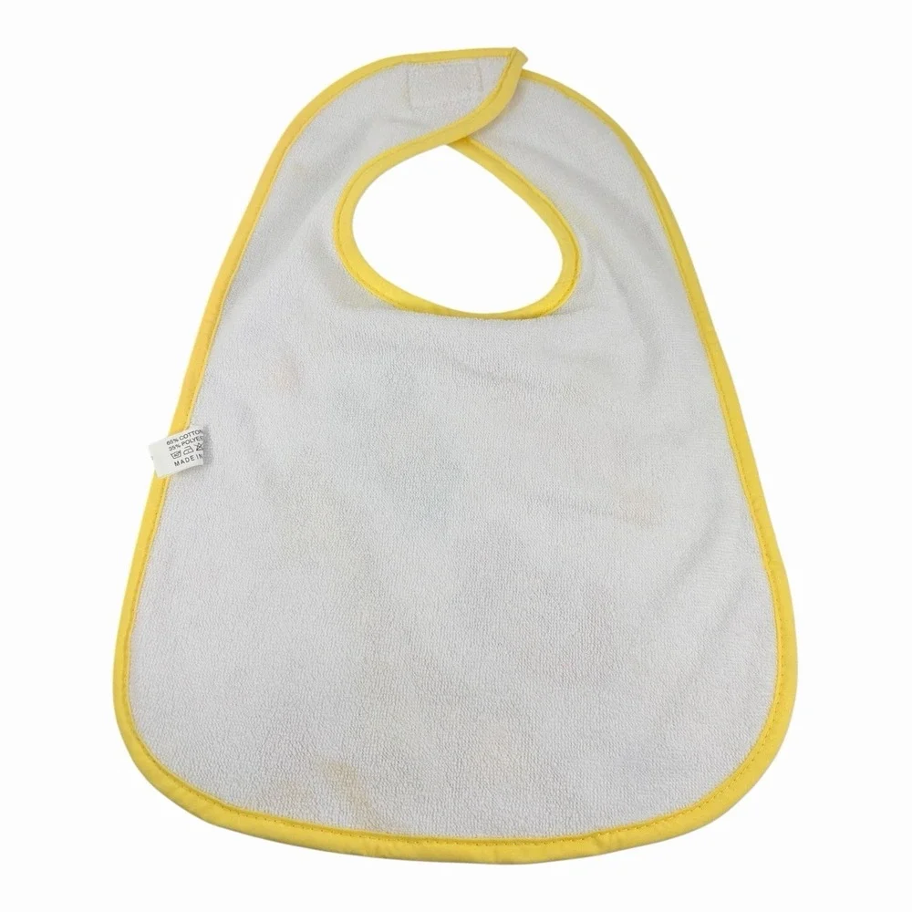 Vintage Classic Disney Mickey,‎ Minnie, Pluto Yellow Baby Bib 90s